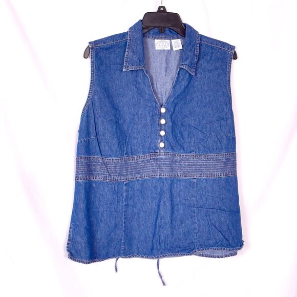 Carolina Blues Tops - Carolina Blues Denim Women's Sleeveless Blue Jean Top Size XL